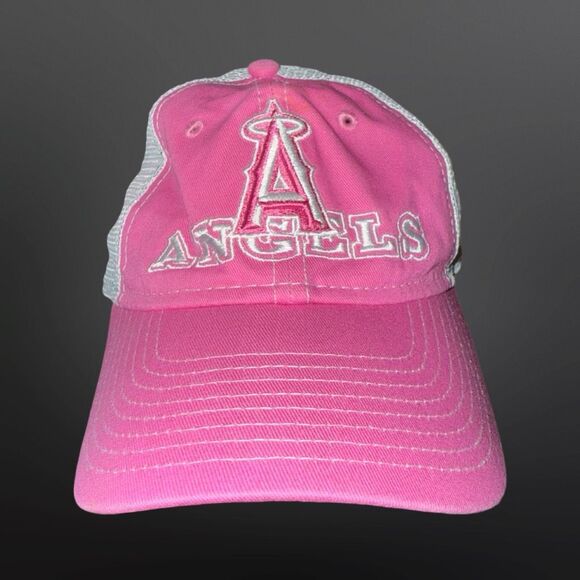 Youth New Era 9Twenty Pink Los Angeles Dodgers Trucker Hat Snapback Adjustable - Picture 2 of 8